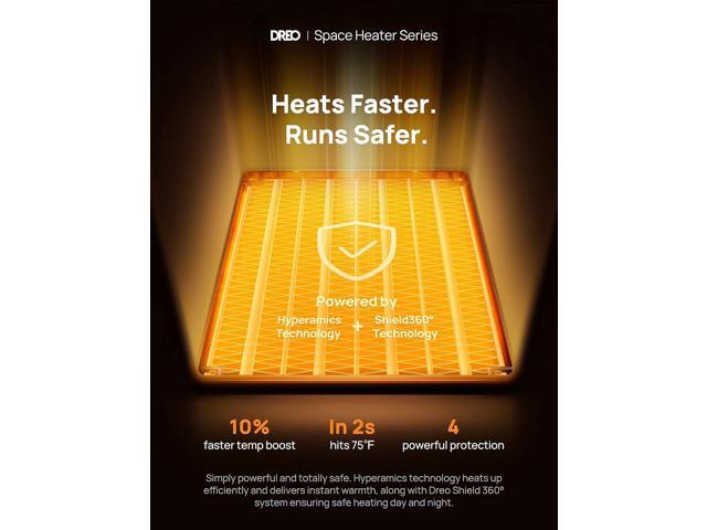 Dreo Space Heater for Bathroom and Indoor, Portable Heater, 1500W Safe and Quiet PTC Ceramic Heater, 41-95°F Digital Thermostat, 70°Oscillating,...