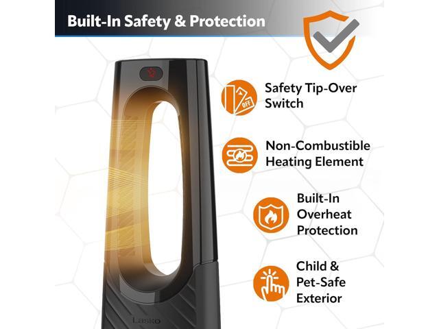 Lasko Oscillating Bladeless Ceramic Tower Space Heater for Home with Enhanced Safety, Adjustable Thermostat, Timer and Remote Control, 38.05 x 9.19...