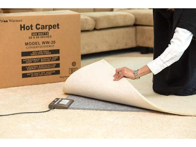 Hot Carpet Woo Warmer Under Rug Radiant Floor Heater Electric Mat Electric Carpet Electric Heated Area Rug (500 watt 70' x 70 inches)