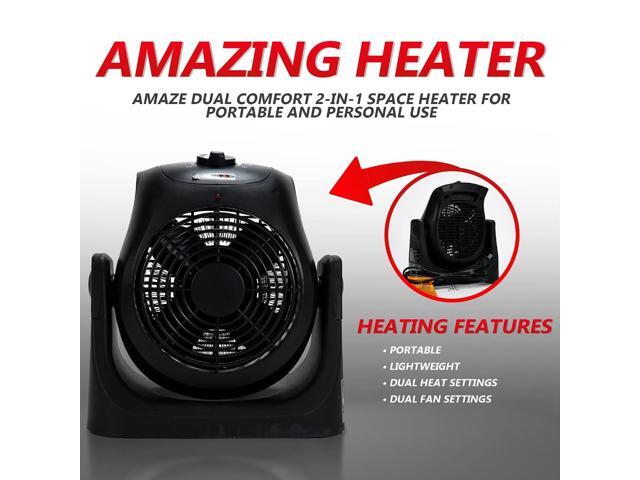 Amaze-Heater Dual Comfort 1500W Space Heater & Fan, Portable, Energy Efficient, Modern Style, Indoor Use