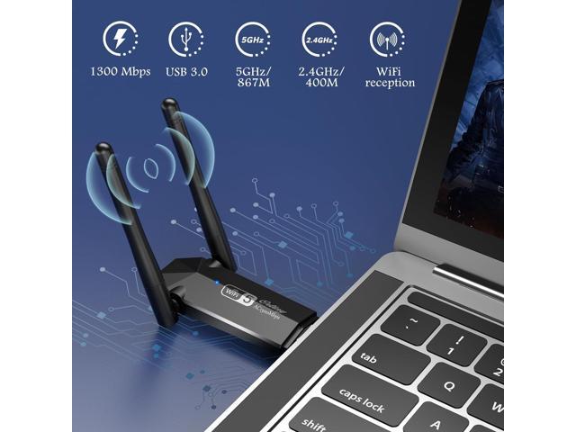 USB WiFi Adapter, Ortiny 1300Mbps WiFi USB Dual Band 5G/2.4G Wireless Network Adapter for Desktop Laptop PC, Dual Band WiFi Dongle Wireless Adapter...
