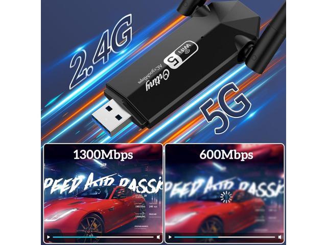 USB WiFi Adapter, Ortiny 1300Mbps WiFi USB Dual Band 5G/2.4G Wireless Network Adapter for Desktop Laptop PC, Dual Band WiFi Dongle Wireless Adapter...