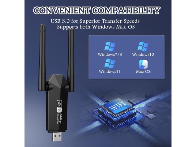 USB WiFi Adapter, Ortiny 1300Mbps WiFi USB Dual Band 5G/2.4G Wireless Network Adapter for Desktop Laptop PC, Dual Band WiFi Dongle Wireless Adapter...