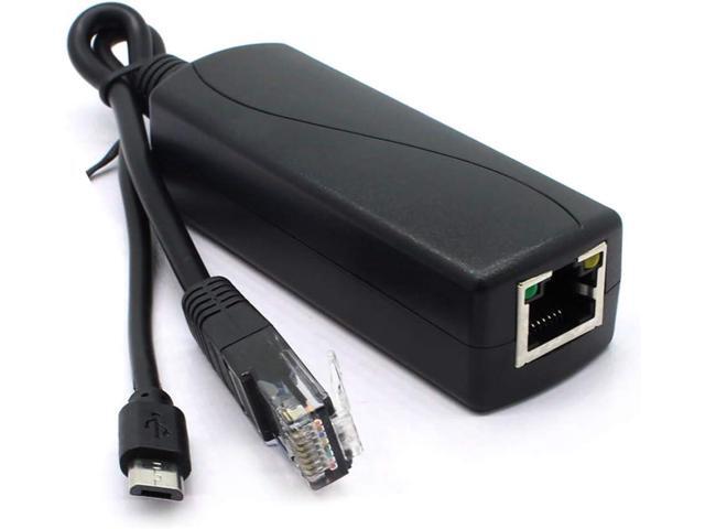 ANVISION 2-Pack Gigabit PoE Splitter, 48V to 5V 2.4A Micro USB Ethernet Adapter, Compatible with Raspberry Pi 3B+, IP Camera and More