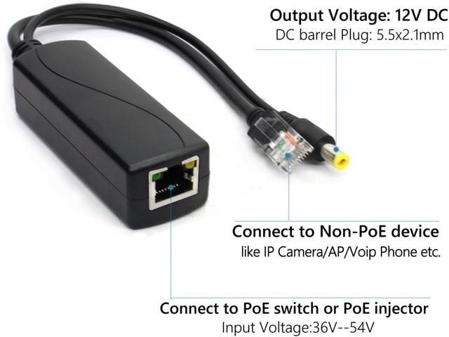 ANVISION 4-Pack Active 48V to 12V PoE Splitter Adapter, IEEE 802.3af Compliant, 10/100Mbps, for IP Camera AP Voip Phone and More