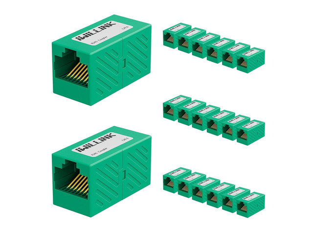 iwillink RJ45 Coupler Ethernet Connector, Female to Female RJ45 Connector for Cat7 Cat6 Cat5e Cat5 Ethernet Cable, Extender Adapter, 20 Pack, Green
