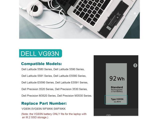 Futurebatt 11.4V 92Wh VG93N Laptop Battery Replacement for Dell Precision 15 3520 3530 M3520 M3530 Latitude 5580 5590 5591 E5580 E5590 E5591 Series...