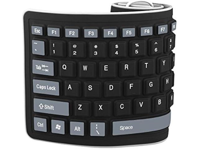 sungwoo Foldable Silicone Keyboard USB Wired Waterproof Rollup Keyboard for PC Notebook Laptop (Black+Grey)