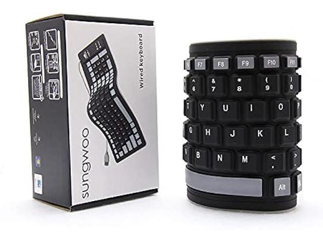 sungwoo Foldable Silicone Keyboard USB Wired Waterproof Rollup Keyboard for PC Notebook Laptop (Black+Grey)