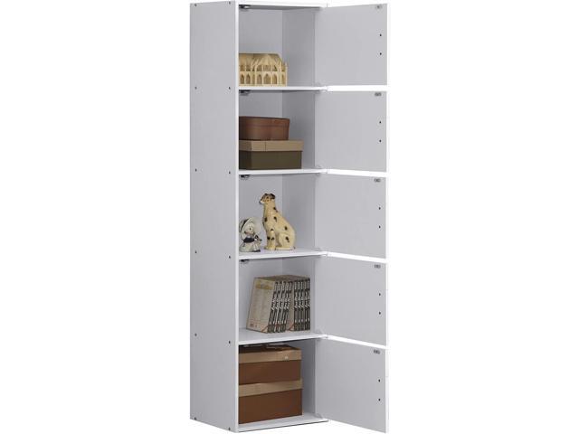 HODEDAH IMPORT Bookcase, White, 5 Door