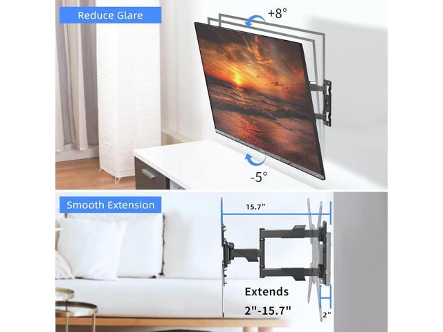 Full Motion TV Wall Mount for Most 26-55 Inch Flat Curved TVs, Wall Mount TV Bracket with Swivel Articulating Extension Tilt Arm, Support up to...