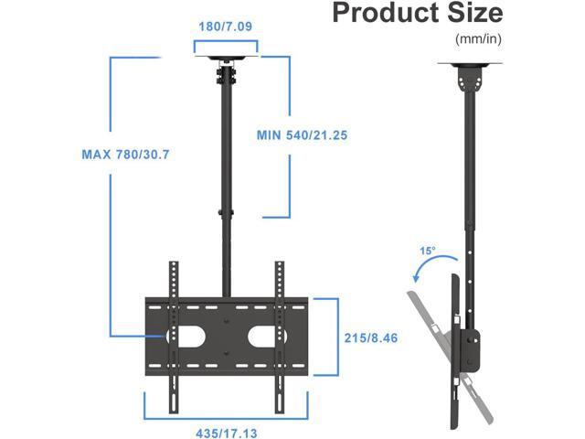 Suptek Ceiling TV Mount Fits Most 26-65 inch LCD LED Plasma Panel Display with Max VESA 400x400mm Loaded up to 45kg/100lbs Height Adjustable MC4602