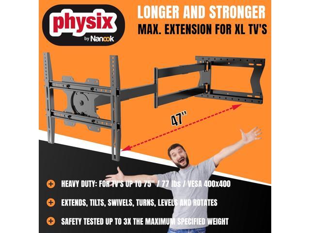 Physix 2120 Long arm TV Wall Mount for 32-75 inch Screens Extra Long Extension up to 47 inch Heavy-Duty TV Mount Holds up to 77 lbs ...