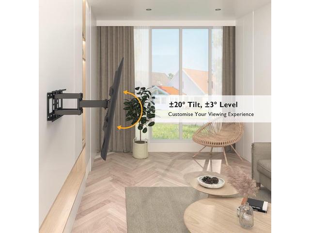 BONTEC Full Motion TV Wall Mount for 32-85 inch LED LCD OLED Flat Curved Screen TVs, Swivel Tilt TV Mount Bracket with Articulating Dual Arms Hold...