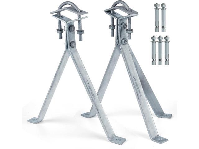 Heavy-Duty Antenna Wall Mount,Windproof Stand Off Wall Mast Mounting Clamps,1 Pair with Expansion Bolts(1 Pair Mount (3-Leg + 2-Leg), 14 Inch)