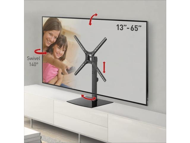 Barkan Tabletop TV Mount, 13-65 inch Swivel & Tilt Flat/Curved TV Stand Base, Holds Up to 36kg, Patented, Tempered Glass, Fits LED OLED LCD