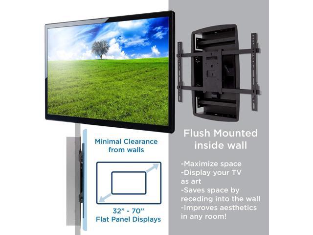 Mount-It! Recessed TV Wall Mount, Articulating Full Motion in-Wall TV Bracket for Flush Installation, 27 Inch Extended Arm Fits Screen Sizes 32,...