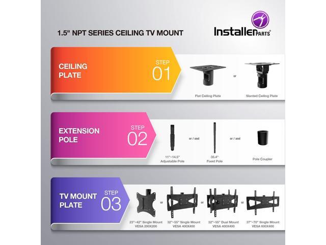 InstallerParts Adjustable Slanted Ceiling Plate for 1.5' NPT Pipe Ceiling Mount Compatible with All InstallerParts 1.5' NPT TV Mounts