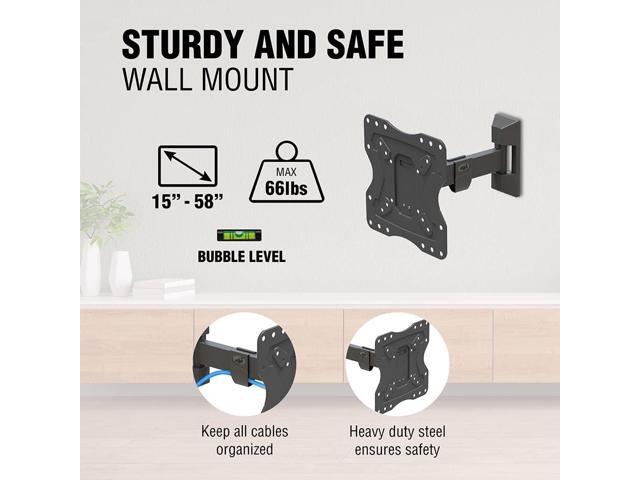 ELG Full Motion TV Wall Mount for TVs 15'' to 58'', Holds up to 66.1lbs, Articulating Arms Swivels Tilt Extension, Max VESA 200x200mm, FULL20,...