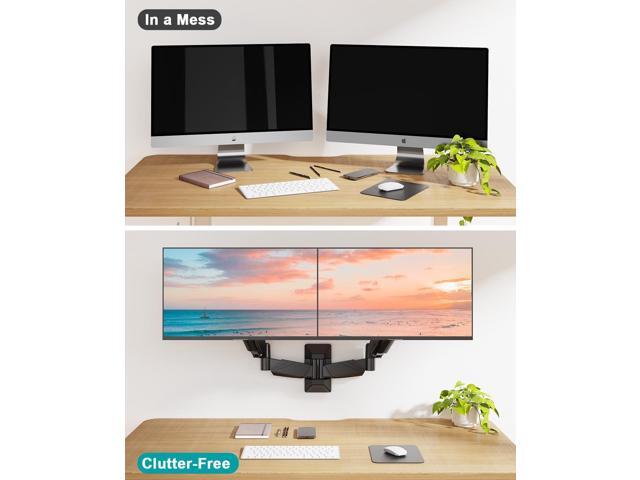 MOUNT PRO Dual Monitor Wall Mount for 2 Computer Screen up to 32 Inch, Gas Spring Double Monitor Arm Holds Up to 17.6lbs Each, Full Motion...