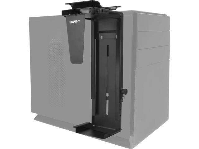 Mount-It! CPU Under Desk Mount Bracket - Computer Tower Wall and Under Counter Holder, 360 Degree Swivel Adjustable Height and Width Wall-Mountable