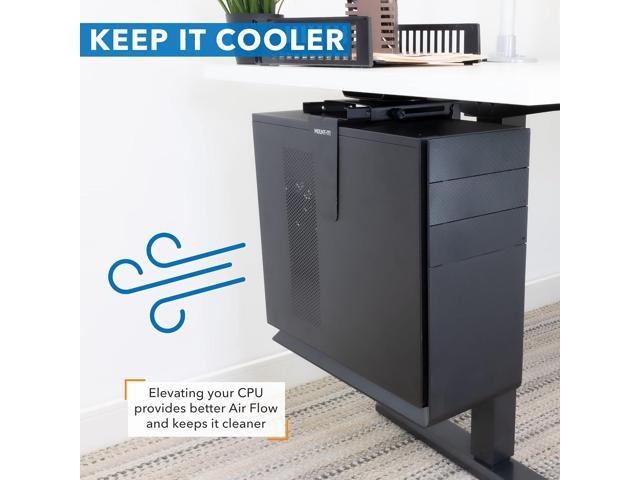 Mount-It! CPU Under Desk Mount Bracket - Computer Tower Wall and Under Counter Holder, 360 Degree Swivel Adjustable Height and Width Wall-Mountable