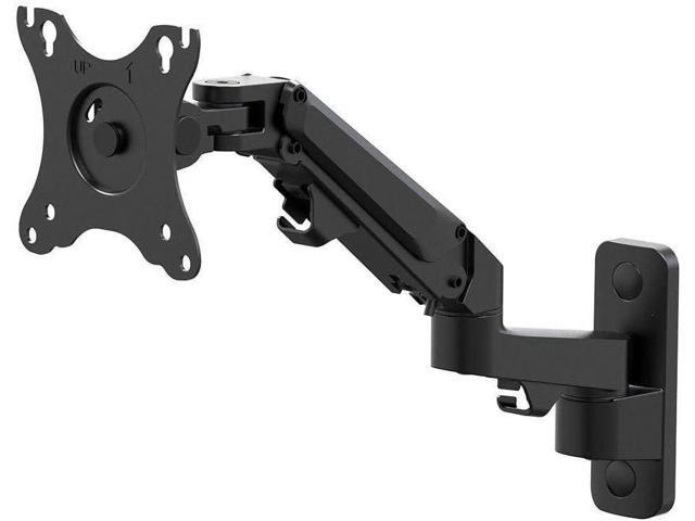 Monoprice Full Motion Wall Mount - for Monitors Up to 27 Inch, Adjustable Gas Spring, 2-Segment, Supports Max Weight 15.4 Pounds, Black -.