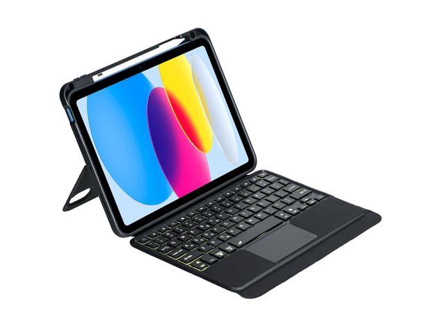 BDF For iPad Apple iPad 10.9''10th Generation Touch pad Removable Keyboard Case Protective Smart Stand Cover with 7 Colors Backlit Wireless...