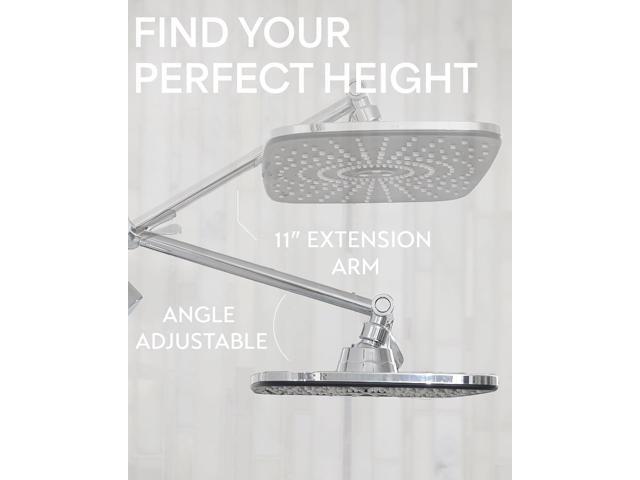 12 Inch High Pressure Rain Shower Head Combo with Extension Arm- Wide Rainfall Showerhead with 5 Handheld Water Spray - Adjustable Dual Showerhead...