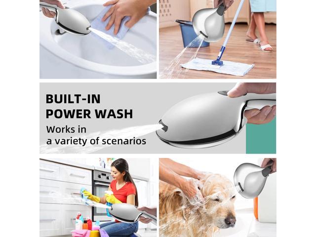 High Pressure 9 Functions Shower Head with handheld - Luxury Modern Chrome Look, Built-in Power Spray to Clean Corner, Tub and Pets, Stainless...