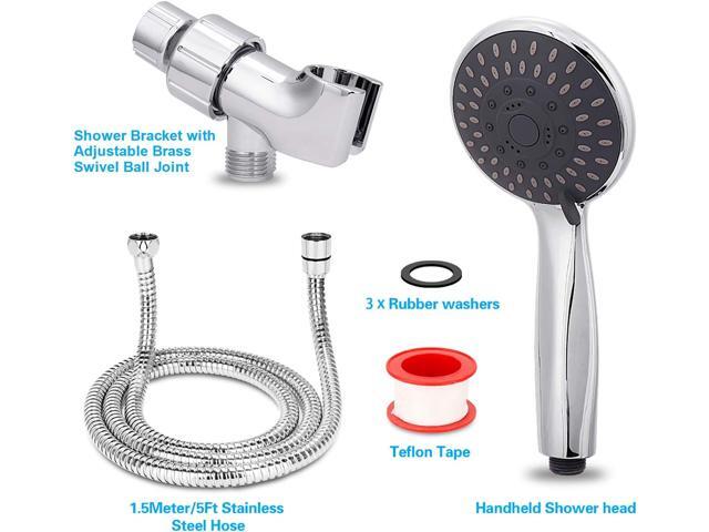 High Pressure Handheld Shower Head Briout 5-Settings Powerful Water Spray Shower Head against Low Pressure Water Flow with Stainless Hose and...