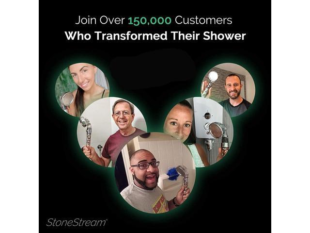 Original StoneStream EcoPower High Pressure Handhled Shower Head + Shower Filter + Wall Adapter Kit