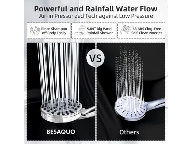 Shower Head,10 Functions High Pressure shower head with handheld, Built-in Pause Mode & 2 Power Wash, Non-Clogging Nozzles High Flow Hand Held...