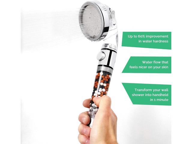 Original StoneStream EcoPower High Pressure Handhled Shower Head + Shower Filter + Wall Adapter Kit