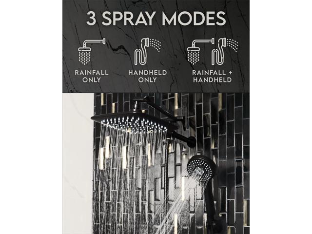 Veken High Pressure Rain Shower Head with Handheld Sparay Combo - Easy to Install Wide Rainfall Showerhead with 23 Water Spray Modes Black Shower...