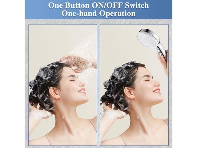 DOILIESE Shower Head with Handheld Shower Head with ON/Off Switch, 3-Modes High Pressure, with 60in Hose, Chrome Finish