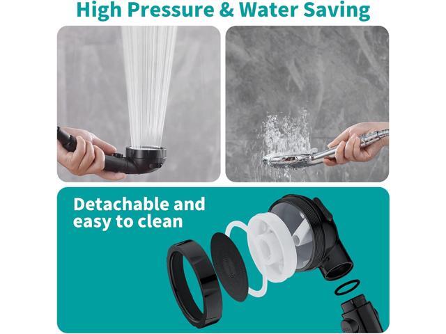 MIAOHUI Modern Handheld Shower Head with On/Off Switch, 3 Spray Settings, Removable Shower Head with Hose, Angle Adjustable Shower Bracket, Teflon...