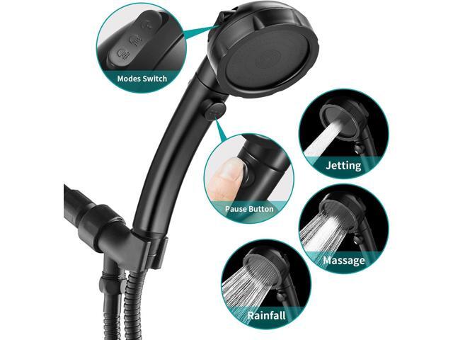 MIAOHUI Modern Handheld Shower Head with On/Off Switch, 3 Spray Settings, Removable Shower Head with Hose, Angle Adjustable Shower Bracket, Teflon...