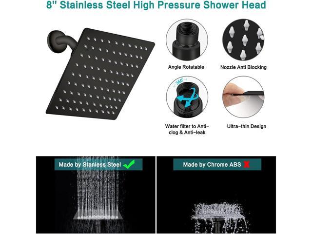 Shower Head, 8 High Pressure Rainfall/Handheld Shower Combo with 11'' Extension Arm, 9 Settings, Anti-leak Shower Head with Holder, Height/Angle...