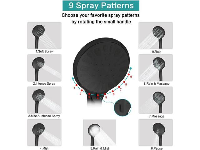 Shower Head, 8 High Pressure Rainfall/Handheld Shower Combo with 11'' Extension Arm, 9 Settings, Anti-leak Shower Head with Holder, Height/Angle...