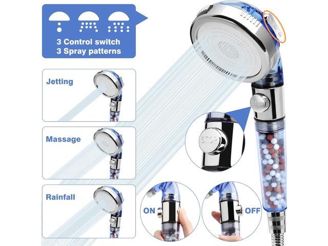 High Pressure Shower Head with Hose, REHAVE Water Saving RV Handheld Shower Head, Shower Sprayer, 3 Mode, Handheld Spray Showerheads for Dry Skin...