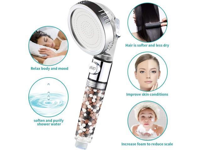 MIAOHUI Zenbody Shower Head with Filter Beads, 3 Modes Shower Envy Showerhead with On Off Switch, Handheld Eco Water Spa Shower Head with Hose,...