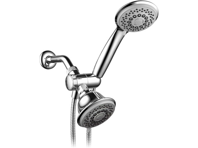 Hotel Spa AquaStorm 30-Setting SpiralFlo 3-Way High Pressure Luxury Shower Head/Handheld Showerhead Combo with Water Saving Economy Mode/Chrome
