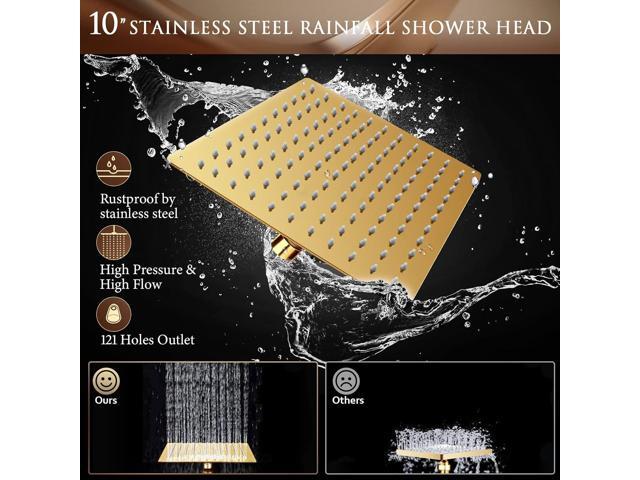 High Pressure Rainfall Shower Head/Handheld Shower Combo with 11' Adjustable Extension Arm, 5 Spray Settings Shower Heads with 60' Hose Anti-leak...