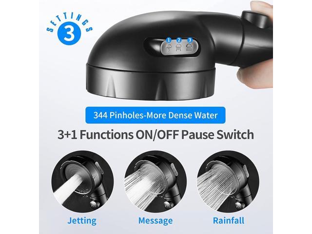 JONKEAN High Pressure Shower Head with 3 Spray Settings, Water Saving Handheld RV Shower Head with Hose and On Off Switch, Detachable Shower Heads...