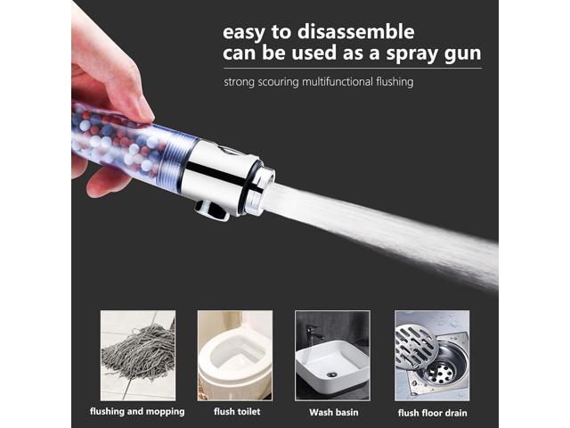 REHAVE Jetting Shower Head, Modern Style, 3 Mode Shower Sprayer, High Pressure, Polished Finish, ABS Material, Mineral Stone Beads, 1 Spray...