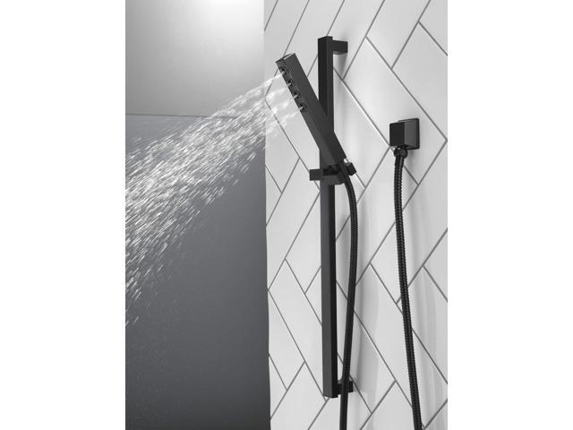 Delta Faucet Single-Spray H2Okinetic Slide Bar Hand Held Shower with Hose, Black Handheld Shower Head, Slide Bar Hand Shower, Handheld Shower,...
