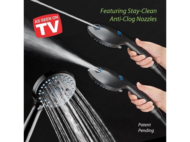 Hotel Spa AquaCare High Pressure 8-mode Handheld Shower Head, Anti-clog Nozzles - Built-in Power Wash to Clean Tub, Tile & Pets, Extra Long 6 ft....
