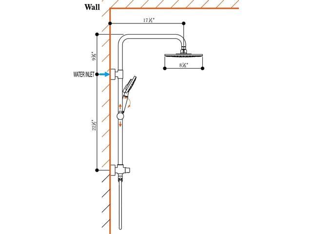 BRIGHT SHOWERS Rain System Including 9 Inch Rainfall shower head and Handheld with Height Adjustable Holder, Solid Brass Rail and 60 Inch Long...