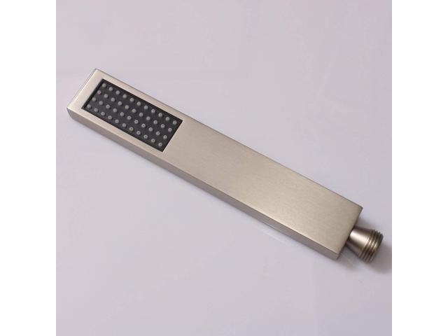 Square Solid Brass Hand Held Shower Head With Wall Connector Holder and Hose Set Brushed nickel